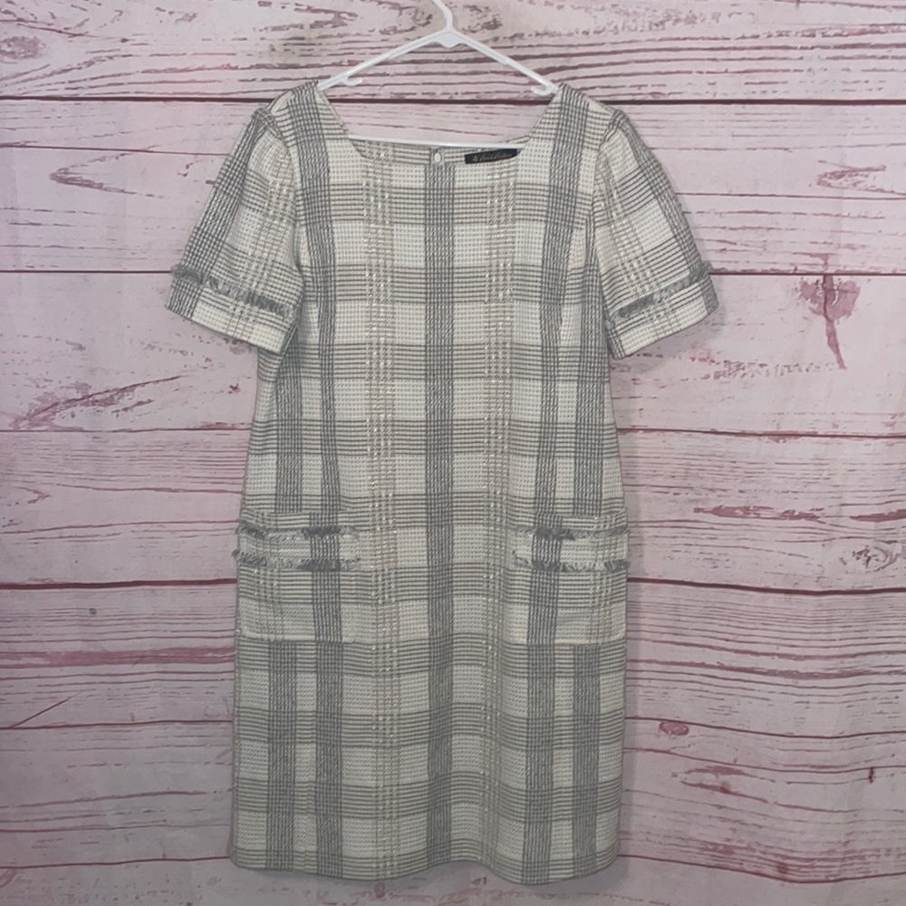 BROOKS BROTHERS size 14 tweed midi dress